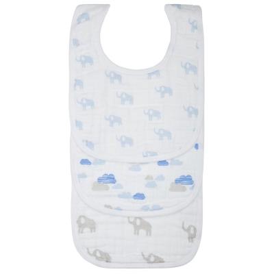 Lot de 3 bavoirs eléphant bleu