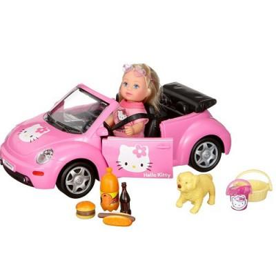 Simba - Poupée mannequin - Evi et sa voiture New Beetle : Hello Kitty