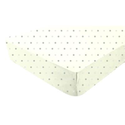 Doux nid drap-housse écru - imprimé pois choco taupe 60x120 cm 713bb1798