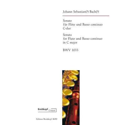 Partitions classique EDITION BREITKOPF BACH JOHANN SEBASTIAN - SONATE C-DUR BWV 1033 - FLUTE, BASSO CONTINUO Flûte traversière
