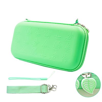 Animals Crossing Switch Sac de rangement portable Nintendo Boîte FONGWAN avec bandoulière + dragonne (vert)