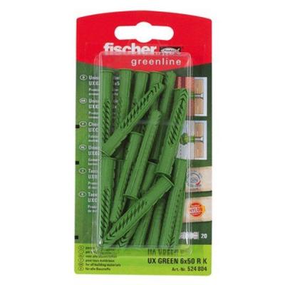Fischer 524804 Greenline Lot de 20 Chevilles universelle UX 6 x 50 mm R K