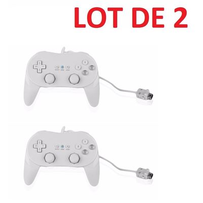 2 X Manette contrôleur Classic Pro pour Nintendo Wii, Wii U - 1,20 m – Blanc - Straße Game ®