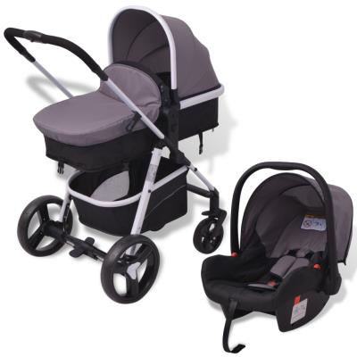 vidaXL Poussette 3-en-1 Aluminium Gris et noir