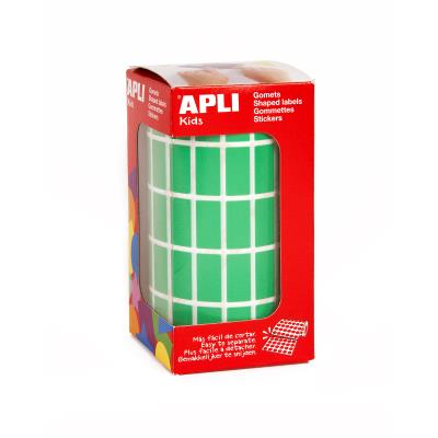 Gommettes rouleau - Rectangle 2x1cm - Vert x 3 540 - APLI AGIPA