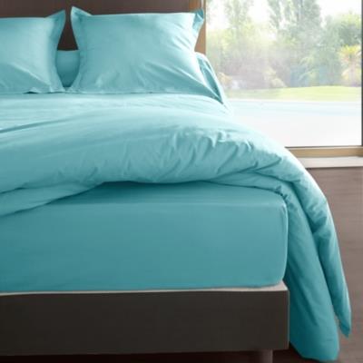Drap housse percale Méline 2 LABELISSIM 160 x 200 cm Bleu Lagon