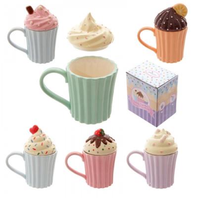 6 Mugs Gâteaux Anglais Cupcakes avec Couvercles