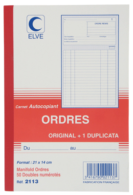 Manifolds Autocopiants carnet D'ordre Ncr 210x140 50/2