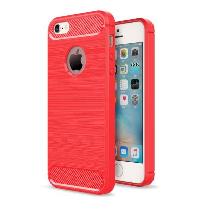 Coque en TPU Carbon Fibre pour iPhone SE/5s/5 - Rouge