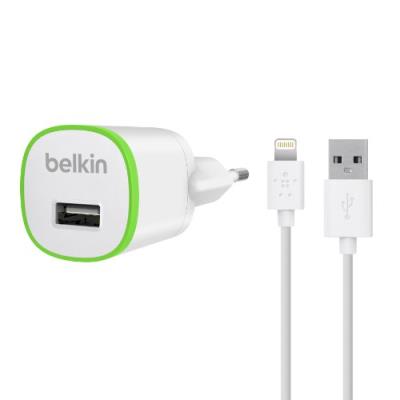 Belkin Chargeur Secteur ,5V,1A, avec Câble Lightning 1,2m pour iPhone 5/5S/5C/6/6S/6+/6S+/SE, iPod Touch 5G, iPod Nano 7G - Blanc