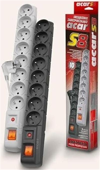 Multiprise avec interrupteur : 8 prises, cable de 1,5 m, noire