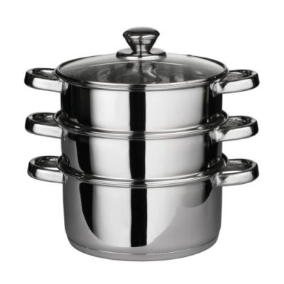 Premier Housewares Cuiseur vapeur, inox, couvercle verre, &Oslash;22 x H25 cm