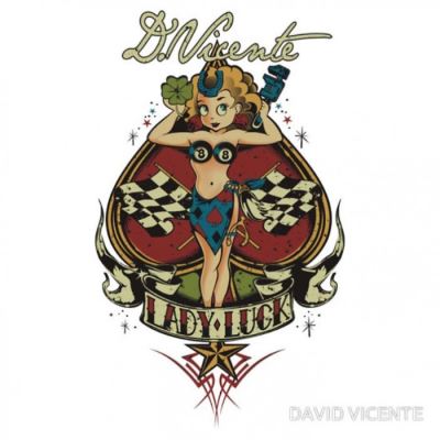 sticker david vicente pin up lady luck as pique autocollant