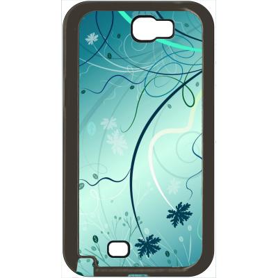 Coque samsung note 2 abstrait turquoise fleur