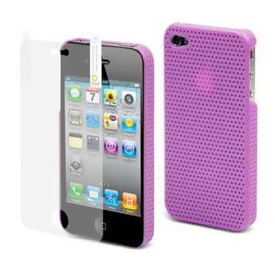 Coque sport Rose perforée Muvit pour iPhone 4 & protection d'écran