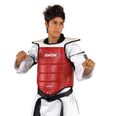 Kwon competition plastron de taekwondo réversible multicolore rouge bleu 1
