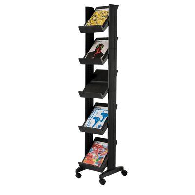 Présentoir mobille compact 5 tablettes noir