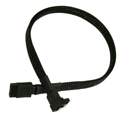 Câble SATA III - Plat - 030 cm - Gaine Noire - Angle Droit