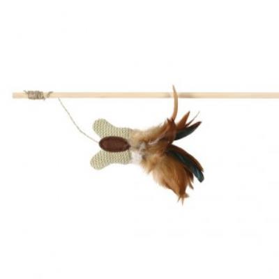 Canne À Pêche Avec Papillon Et Plumes, 45 Cm - Mon Animalerie