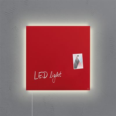 Sigel SI-GL402 Panneau magnétique en verre Artverum LED Light 480x480x15 Rouge