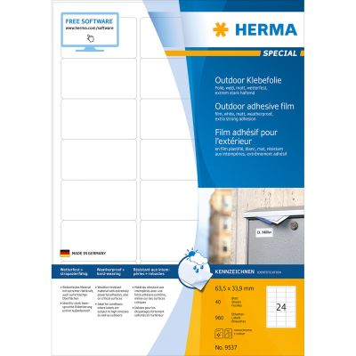 herma herma etiquette en film adhésif outdoor special,63,5 x33,9mm noir