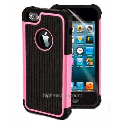 Housse etui coque rigide anti choc ROSE CLAIR pour Apple iPhone 5 5S 5G + film ecran