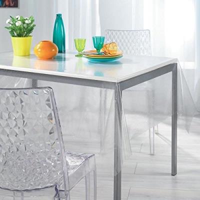 Decorline 1710465 nappe cristal imprimé paillettes pvc argent 140 x 240 cm