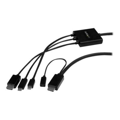 StarTech.com 2m USB-C HDMI of Mini DisplayPort naar HDMI converter kabel - USB Type-C HDMI of Mini DP naar HDMI adapterkabel videoconverter - zwart