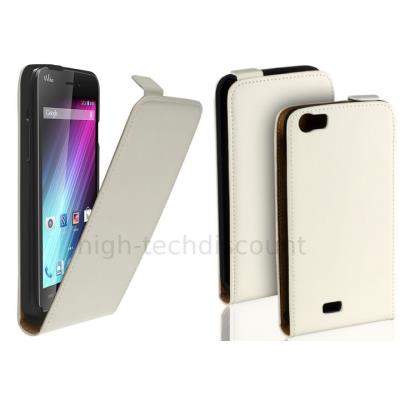 Housse etui coque pochette PU cuir fine pour Wiko Lenny - BLANC