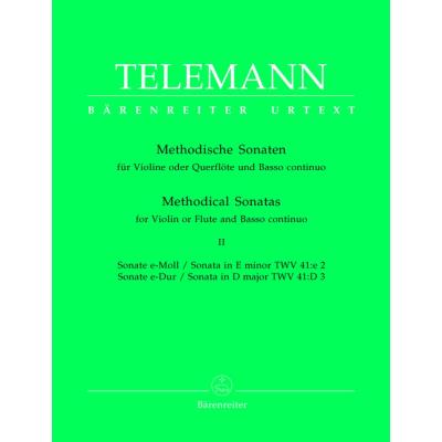 Partitions classique BARENREITER TELEMANN G.P. - 12 METHODISCHE SONATEN VOL.2 - VIOLON OU FLUTE, BASSE CONTINUE Violon