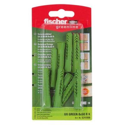 Fischer 524806 Greenline Lot de 10 Chevilles universelle UX 8 x 50 mm R K