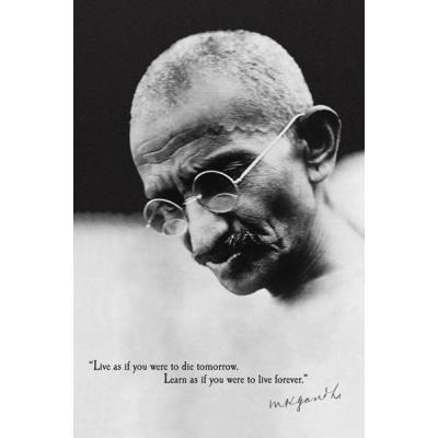 Affiche noir & blanc Gandhi (Live Forever)