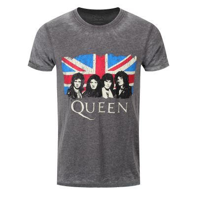 Queen T-Shirt Vintage Union Jack Homme GrisM