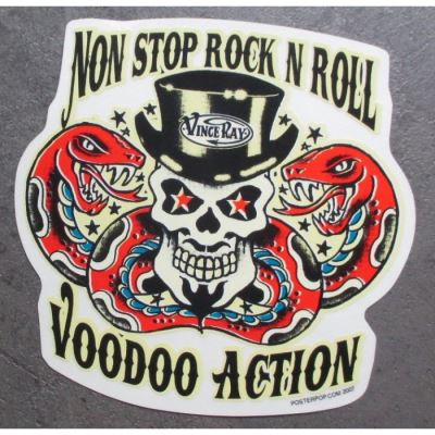 sticker non stop rock roll crane woodoo action autocollant