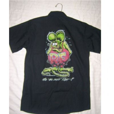 chemise rat fink vert au dos chemisette homme noir usa XL