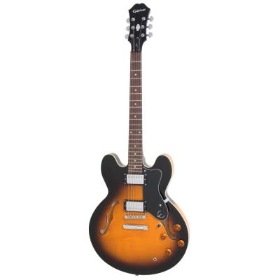 Guitare electrique epiphone archtop dot - vintage sunburst - accastillage chrome