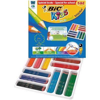 Crayon de couleur Bic Evolution couleurs assorties - Pack scolaire de 144 Crayons de couleur assorti