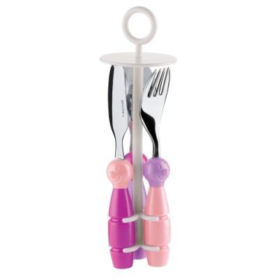 GUZZINI BIMBI BILLO CUTLERY SET PURPLE/PINK (JAPAN IMPORT)