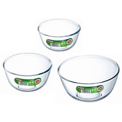 Pyrex bowl set, 0.5l/1.0l /2.0l, 3 piece