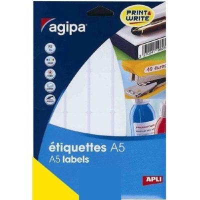 AGIPA  Lot de 5 Sachets de 28 &eacute;tiquettes multifonctions permanentes 30 x 55 mm Blanc
