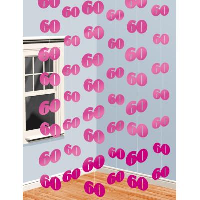 Guirlandes anniversaire 60 ans roses (x6)