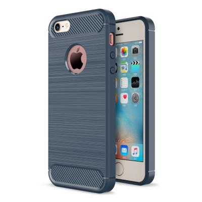 Coque en TPU Carbon Fibre pour iPhone SE/5s/5 - Bleu