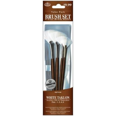 ROYAL & LANGNICKEL RSET-9166 SET DE PINCEAUX ÉVENTAIL TAKLON BLANC 4 PIÈCES