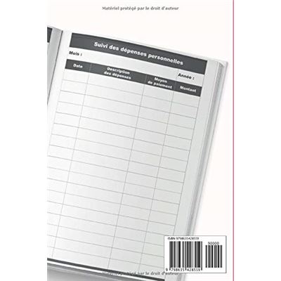 Carnet de compte personnel : Gestion de budget hebdomadaire et mensuel -  100 pages Format 15x22cm aucun - broché - aucun - Achat Livre