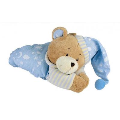Peluche ourson doux avec boite à musique - Modèle bleu - Avec système de fixation