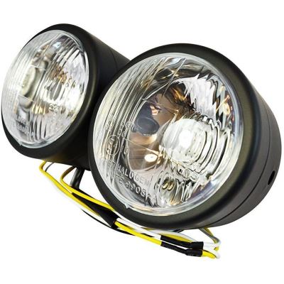 Noir 10cm Moto Double Dominator Twin Phare Cafe Racer Streetfighter Style