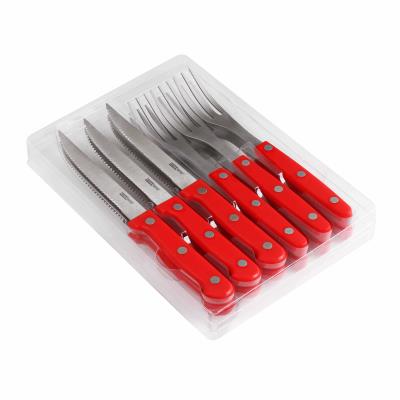 Set de 12 couverts à steak rouges kitchen artist mec113r