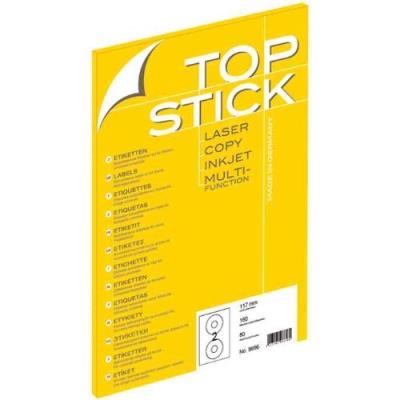 Top stick 160 étiquettes cd dvd, diamètre 117 mm, blanc pour jet dencre, a4 8696