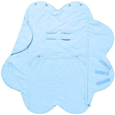 WALLABOO - 03101906 - COUVERTURE NOMADE FLEUR COTON UNI - BLEU - 0 À 9 MOIS
