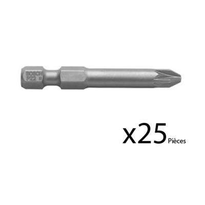 Lot De 25 Embouts De Vissage Extra-Dure Pozidriv Pz2 à Queue 6 Pans Mâle 1/4' Longueur 49 Mm Bosch 2607002506